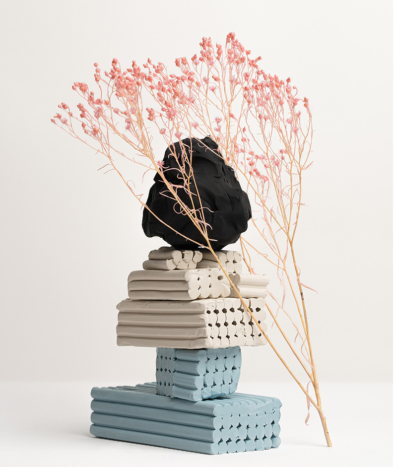 Air Dry Clay Modelling, A stack of white and blue clay 